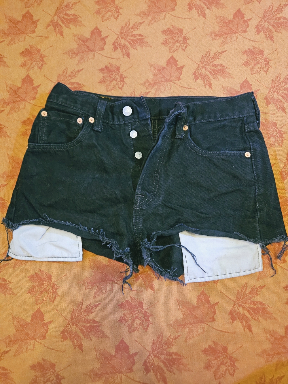Levi's Black Denim Cut Off Shorts